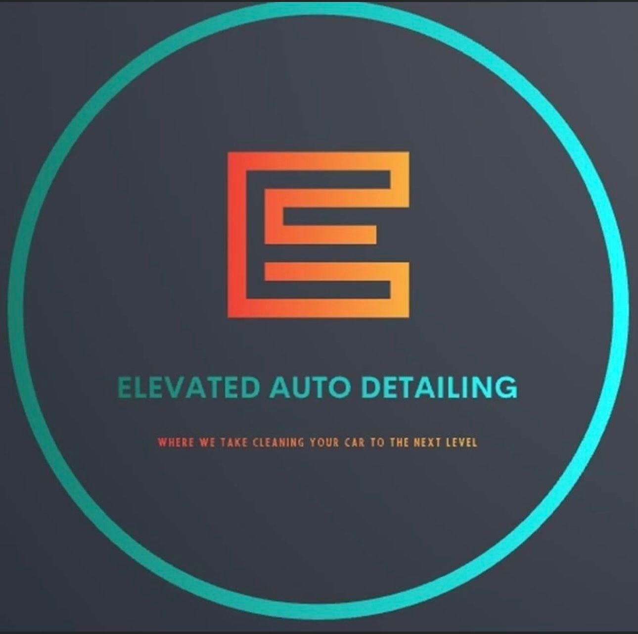 Logo of Elevated Auto Detailing with stylized letter E and slogan about car cleaning.